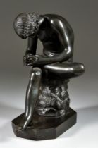 19th Century Continental School - Green patinated bronze figure - "Lo Spinario" (Boy with Thorn),