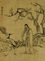 19th/20th Century Chinese School - A group of pen and ink drawings, on silk, contained in pull-out