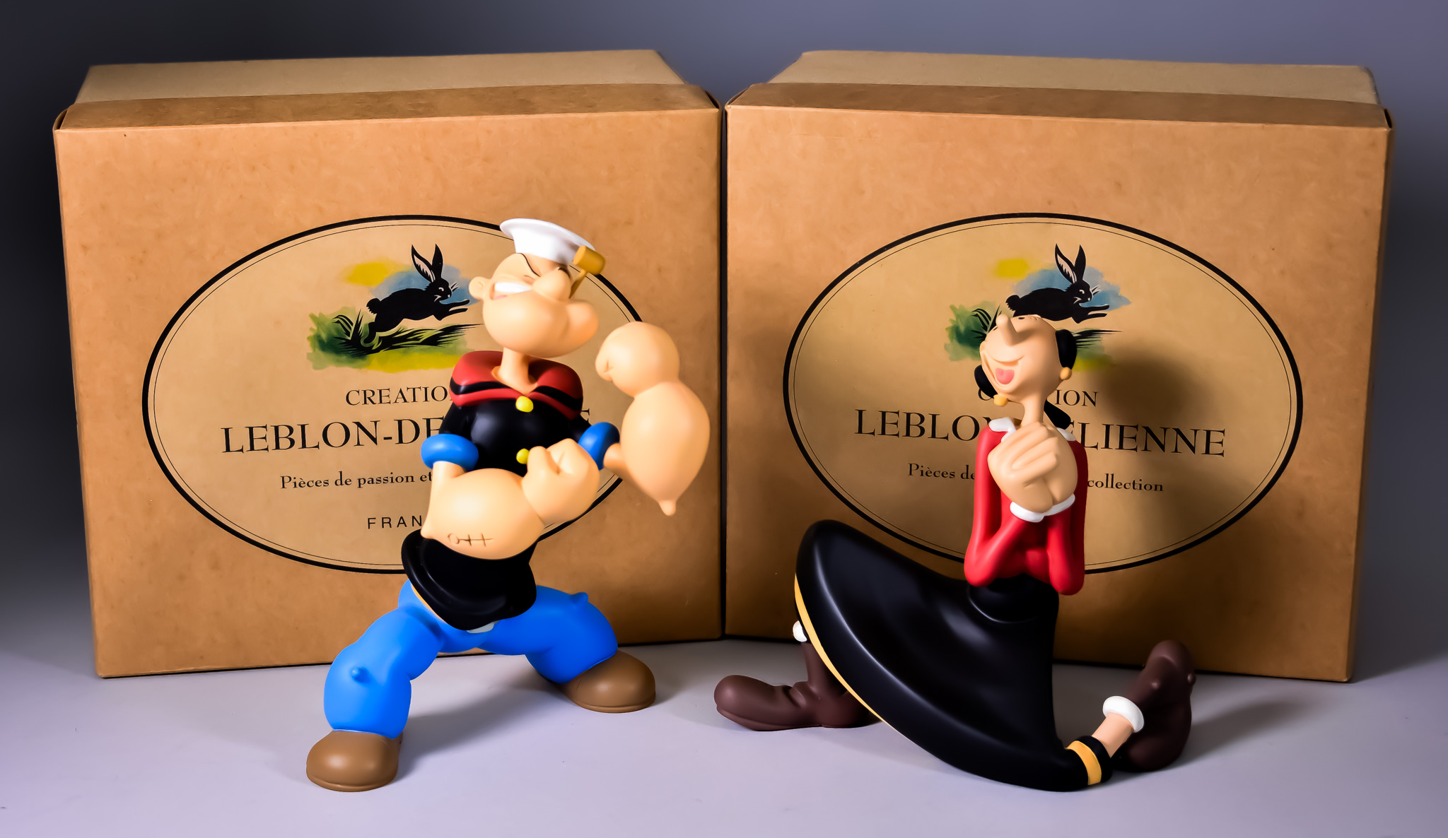 Two Leblon-Delienne Figures, Popeye, Model No. 700, Limited Edition No.147/999 and Olive Oil,