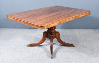 An Early Victorian Figured Mahogany Rectangular Breakfast Table, with moulded edge to top, on