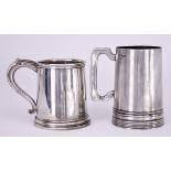 Two George V Silver Tankards, one by Walker & Hall, Sheffield 1925, of cylindrical form with