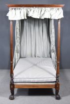 A 19th Century Mahogany 4ft 6ins Four Post Bedstead, of Georgian design, with moulded cornice,
