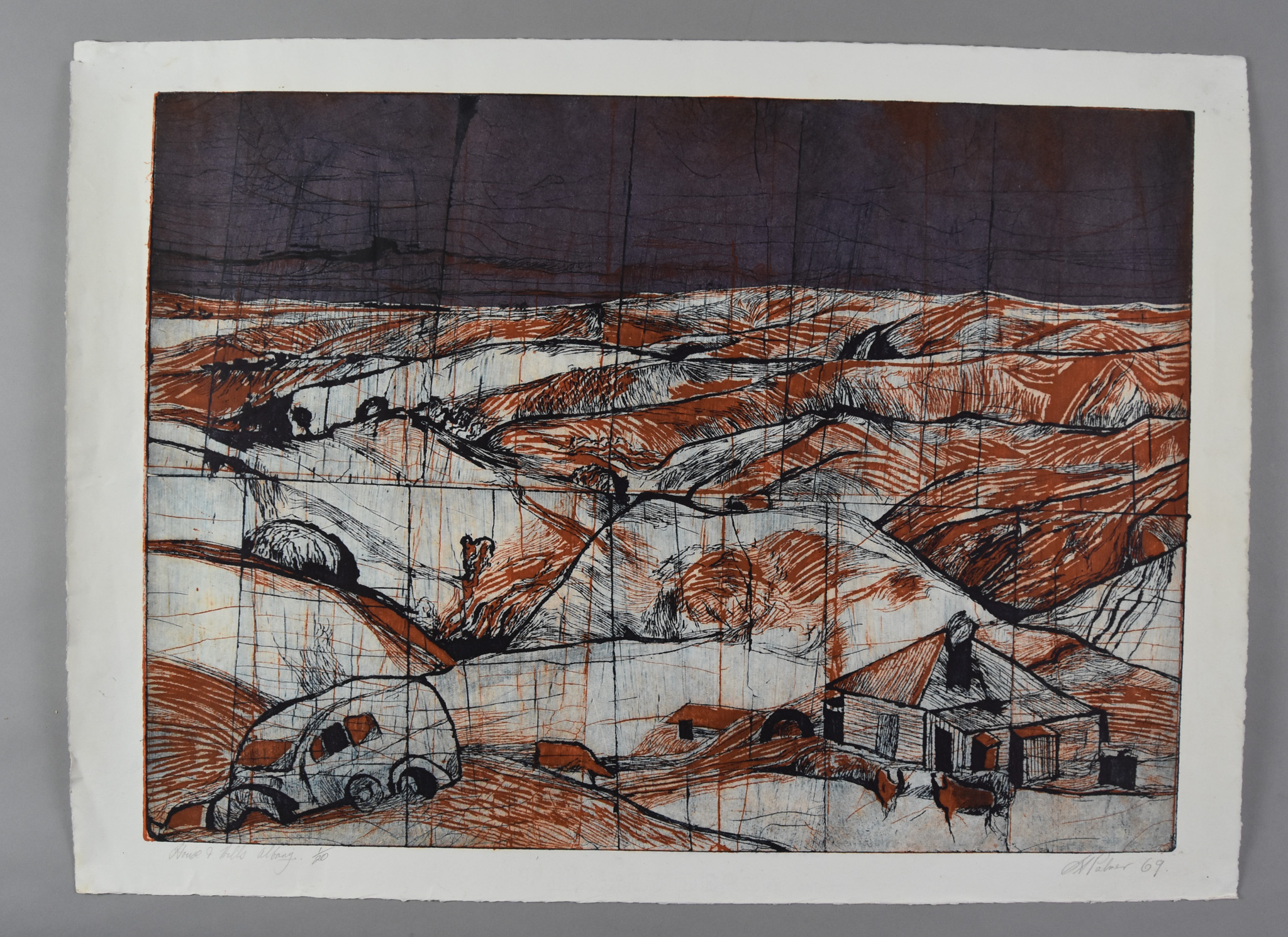 Stanley Palmer (Born 1936) - Engraving - "House and Hills, Albany" (1968), No.1 of 20, signed,