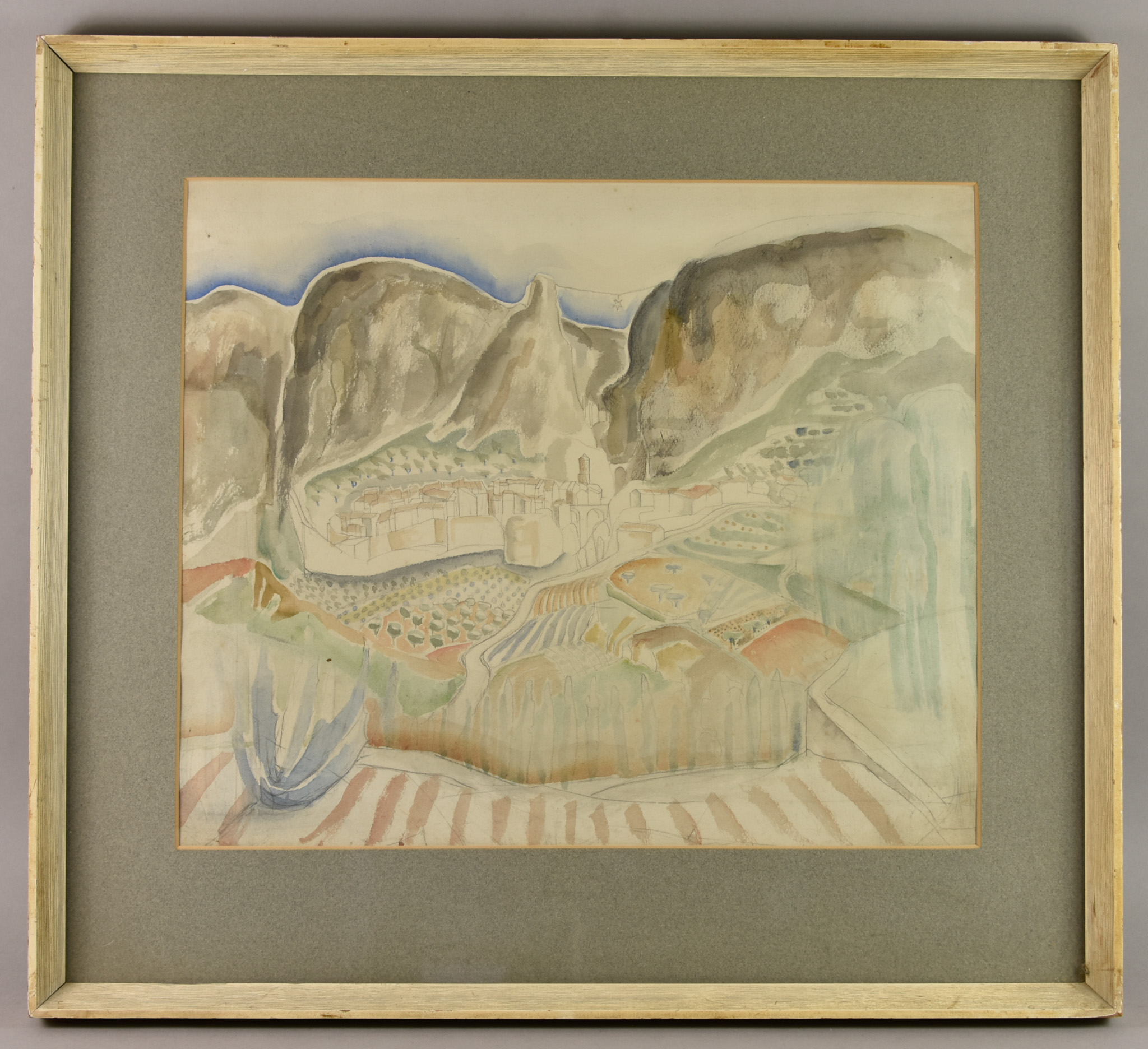 20th Century School - Pencil and watercolour - Abstract landscape, 14ins x 16ins, framed and - Image 2 of 3