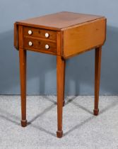 An Edwardian Satinwood and Rosewood Banded Dropleaf Work Table fitted two real and two dummy