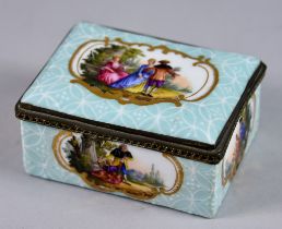 A German Enamel and Gilt Metal Mounted Rectangular Box, 19th Century, the lid and sides enamelled in