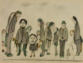 ARR Laurence Stephen Lowry (1887-1976) - Pen and inkdrawing - Study of people and animals, signed