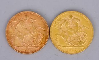 Two George V Sovereigns, 1911 and 1912, both fine