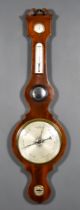 A George III Mahogany Cased Wheel Barometer and Hydrometer with 9ins silvered dial and alcohol