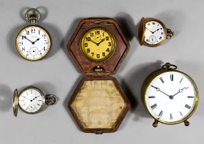 An Early 20th Century Leather, Chrome and Gilt Metal Cased Folding Travelling Timepiece, by Buren,