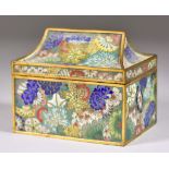 A Chinese Cloisonne Enamel Inkwell and Cover, Late 19th/Early 20th Century, the 'casket' form