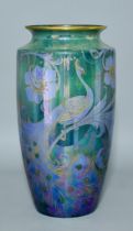 Walter Slater for Shelley, Circa 1920-30, a large tapering lustre vase, shape no.770, decorated with