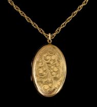 A 9ct Gold Locket and Chain, rope twist chain,600mm length, suspended with locket, 45mm x 30mm,