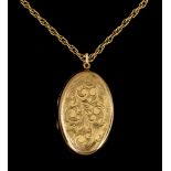 A 9ct Gold Locket and Chain, rope twist chain,600mm length, suspended with locket, 45mm x 30mm,
