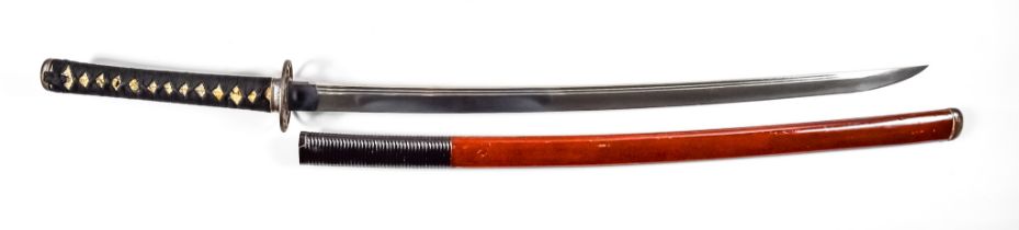 A Japanese Katana, Late 19th/Early 20th Century, 29ins bright steel blade with cloud hamon and
