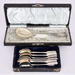 A Set of Six Russian Silver Gilt Fiddle Pattern Teaspoons and Mixed Silver and Plate, the