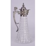 An Elizabeth II Silver Mounted and Hobnail Cut Glass Claret Jug, by Garrard & Co. Sheffield 1994,