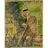 George Leslie Hunter (1877-1931) - Pencil and watercolour – “The Impresario”, 6.75ins x 5.25ins,