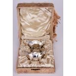 A Pair of Edward VII Scottish Silver and Silver Gilt Oval Two-Handled Salts, by R. & W Sorley,