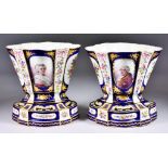 A Pair of French Porcelain 'Hollandois Noveau Ovale' Bulb Vase, enamelled in colours with