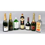 A Selection of Wines and Spirits Various, comprising - one bottle Pol Roger Champagne, one bottle