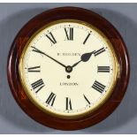 A 19th Century Mahogany Cased Dial Wall Clock by W Holden London, the 14ins cream dial with Roman