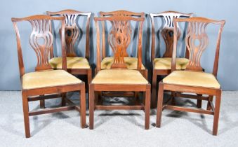 A Set of Six Late 18th Century Mahogany Dining Chairs, of "Chippendale" Design, with curved crest