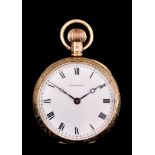 A Lady's Keyless Open Faced Fob Watch, Early 20th Century, by Waltham, 9ct gold case, 38mm diameter,