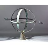 A Copper and Brass Armillary Sphere, 20th Century, on bell-shaped base, 24ins high There are Roman