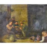 19th Century Dutch School - Oil painting - Three seated figures in an interior after 17th Century