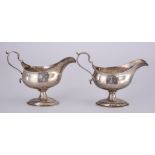 A Pair of George III Silver Oval Sauce Boats, by William Skeen, London 1781, of neo-classical