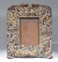 A Cast Bronzed Pewter and Parcel Gilt Rectangular Photograph Frame, Late 19th/Early 20th Century,