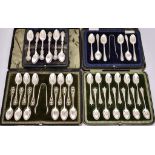 A Set of Twelve Late Victorian Silver Teaspoons and Matching Sugar Tongs and Mixed Silverware, the