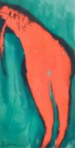 *** Andrew Litten (Born 1970) -  Mixed media - Standing nude on a green ground, signed, artist's