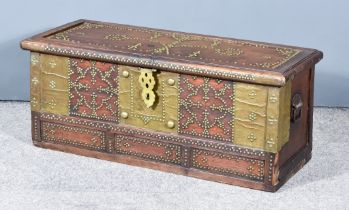 A Late 19th/Early 20th Century Kuwaiti Hardwood, Brass Bound and Studded Coffer, the whole with