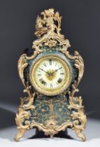 A 19th Century American Simulated Green Tortoiseshell Cased and Gilt Metal Mounted Mantel Clock,