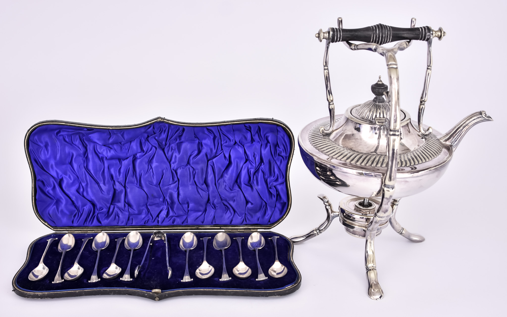 A Set of Twelve Late Victorian Silver Teaspoons and Matching Tongs and Mixed Silverware, the set