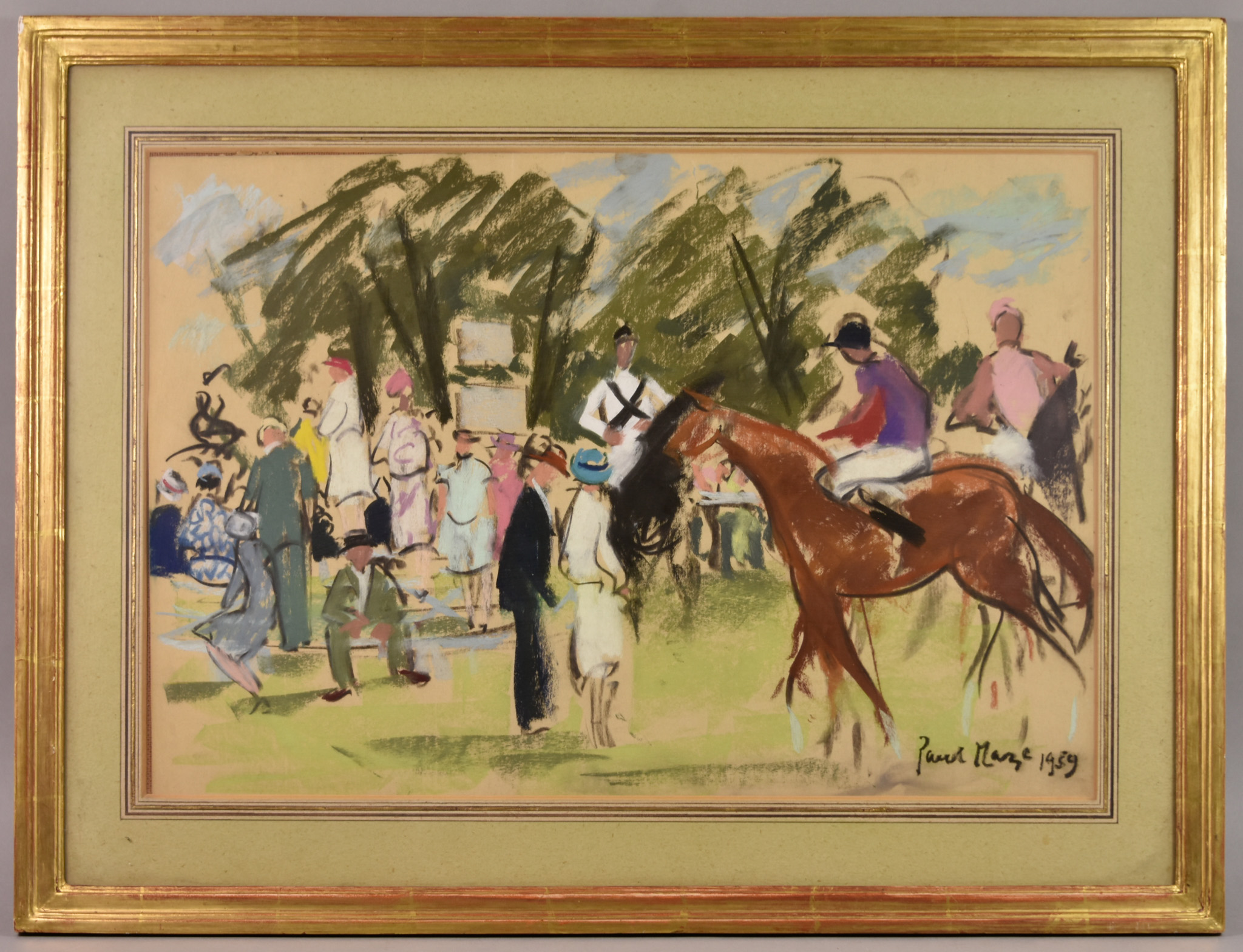 ARR Paul Lucien Maze (1887-1979) - Pastel - "Goodwood Races", signed and dated 1959, 14.5ins x 21. - Image 2 of 3