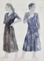 Walter Nobbe (1941-1945) - Watercolour - "Jeanette and Mary, stage costume designs for a