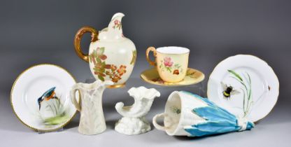 A Small Collection of Royal Worcester Bone China, including - saucer painted in colours with a