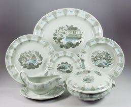 A Wedgwood 'Travel'  Series Dinner Service by Eric Ravilious, 20th Century, transfer printed with