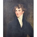 Early 19th Century English School - Oil painting - Half-length portrait of a young man wearing