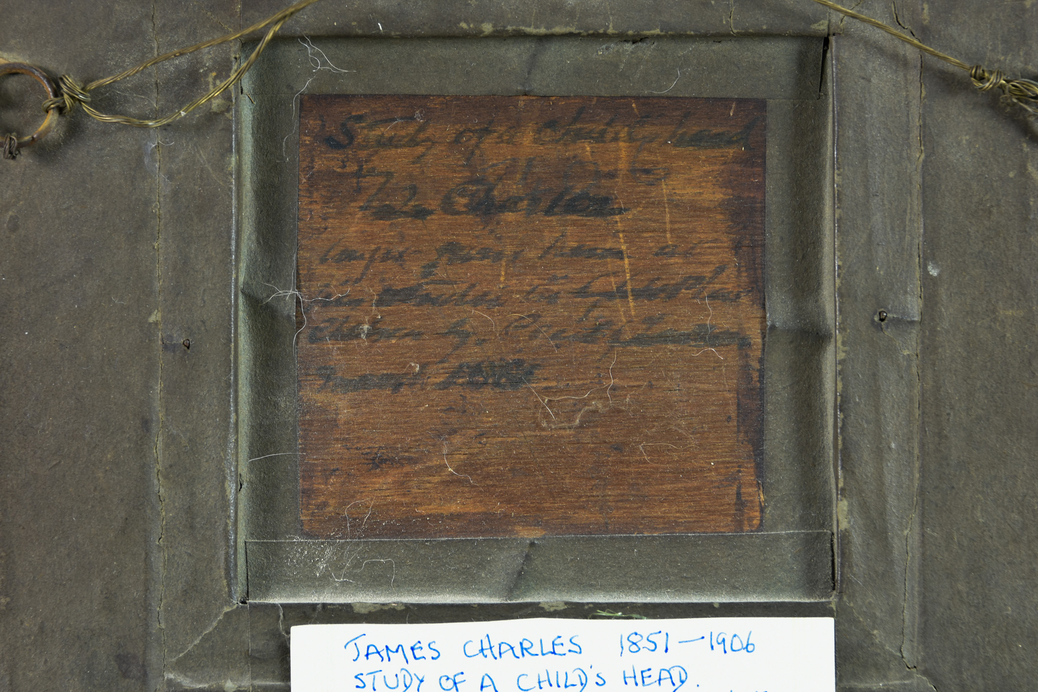 James Charles (1851-1906) - Oil painting – Study of a child’s head, board, 4ins x 4.5ins, inscribed - Image 3 of 4