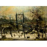 After Carel Weight (1908-1997) - Colour lithograph - "Albert Bridge", 28ins x 38ins, framed and