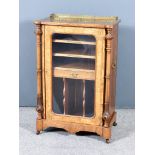 A Victorian Figured Walnut and Inlaid Music Cabinet,  of lobed outline, with pierced brass