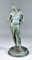 Italian School Grand Tour Bronze, Late 19th Century, green patinated bronze figure after the antique