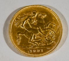 A George V Sovereign, 1931, fine