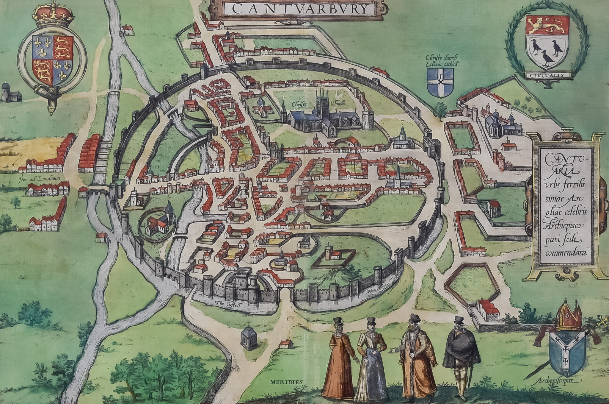 Georg Braun (1541-1622) and Frans Hogenberg (Circa 1536-1588) - Coloured engraving - Bird's eye view