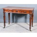 An Early Victorian Mahogany Side Table, with moulded edge to top, fitted two real and one dummy