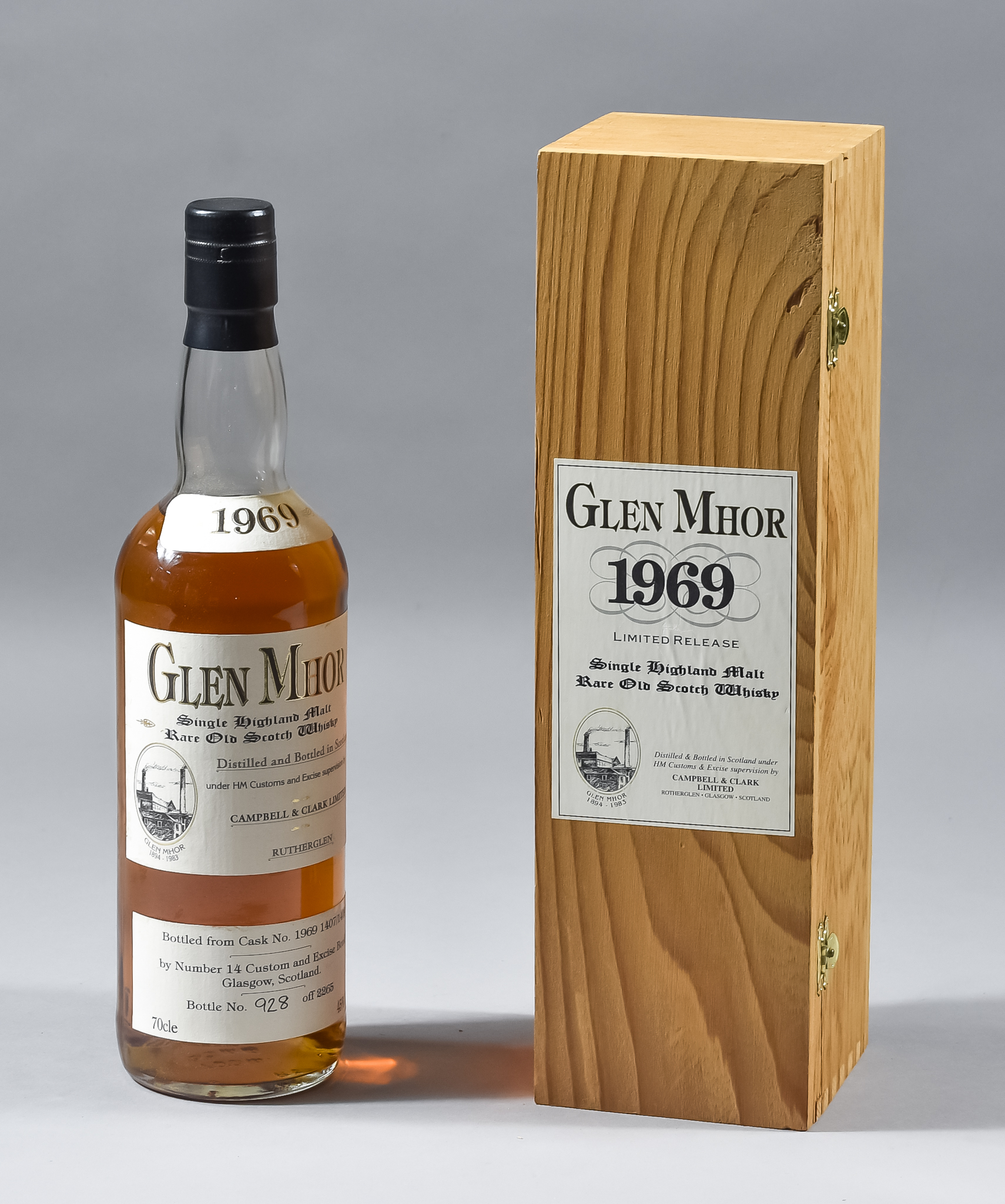 A Cased Bottle of Glen Mhor, 1969 Limited Release, Single Highland Malt Whisky,  bottled from cask